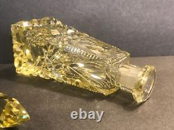 Art Deco crystal perfume bottle/Yellow glass/Cut crystal/Czechoslovakia C. 1940