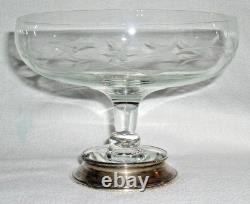 Art Deco era Cut Crystal GLASS COMPOTE w STERLING Silver BASE VERY FINE Hawkes