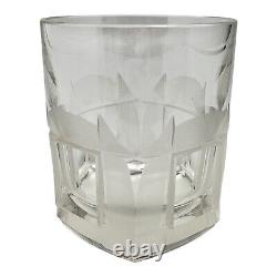 Art Glass Cut Crystal Double Old Fashioned Signed Art Deco Style