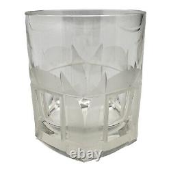 Art Glass Cut Crystal Double Old Fashioned Signed Art Deco Style