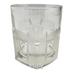 Art Glass Cut Crystal Double Old Fashioned Signed Art Deco Style