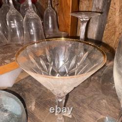 Assorted Clear Cut Glass Wine Glasses Set, Round Stemmed Glassware Lot