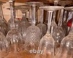 Assorted Clear Cut Glass Wine Glasses Set, Round Stemmed Glassware Lot