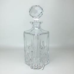 Atlantis Cut Crystal Wine Liquor Decanter Stopper Clear Glass Signed