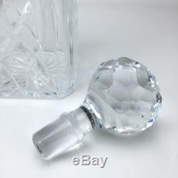 Atlantis Cut Crystal Wine Liquor Decanter Stopper Clear Glass Signed