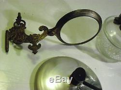 Atq P&A Crystal Oil Lamp Early Pressed Caboose Copper Cut Glass Bracket American