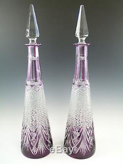 BACCARAT Crystal Stunning Pair Cut-to-Clear FANTASIE DECANTERS 16 1/2