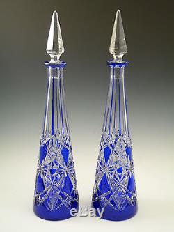 BACCARAT Crystal Stunning Pair Cut-to-Clear TSAR Decanters 16 1/2