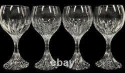 BACCARAT MASSENA AMERICAN WHITE WINE GLASSES (4), Cut Crystal, 6 3/8, 8 Oz