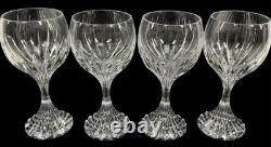 BACCARAT MASSENA AMERICAN WHITE WINE GLASSES (4), Cut Crystal, 6 3/8, 8 Oz