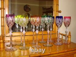 BACCARAT Tsar/Czar pattern Wine Clarets SET of 12 6 DIFFERENT COLORS