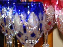 BACCARAT Tsar/Czar pattern Wine Clarets SET of 12 6 DIFFERENT COLORS