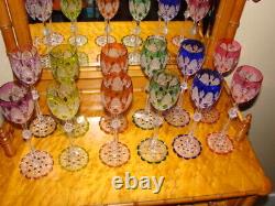 BACCARAT Tsar/Czar pattern Wine Clarets SET of 12 6 DIFFERENT COLORS