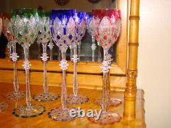 BACCARAT Tsar/Czar pattern Wine Clarets SET of 12 6 DIFFERENT COLORS