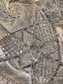 BEAUTIFUL HTF AMERICAN BRILLIANT 8 x 3 SAWTOOTH ANTIQUE CRYSTAL CUT GLASS BOWL