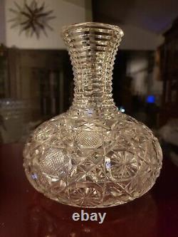 BEVERAGE CARAFE American Brilliant Period Cut Glass Crystal Harvard LARGE Cane