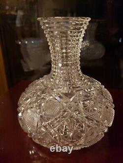 BEVERAGE CARAFE American Brilliant Period Cut Glass Crystal Harvard LARGE Cane