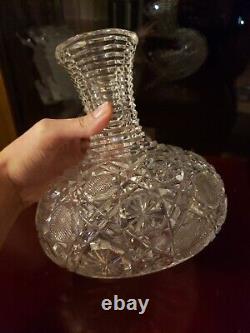 BEVERAGE CARAFE American Brilliant Period Cut Glass Crystal Harvard LARGE Cane