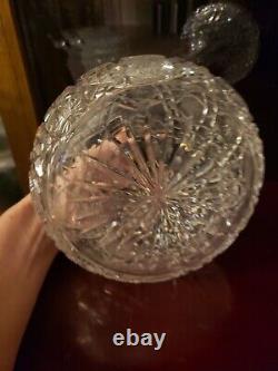 BEVERAGE CARAFE American Brilliant Period Cut Glass Crystal Harvard LARGE Cane