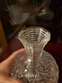 BEVERAGE CARAFE American Brilliant Period Cut Glass Crystal Harvard LARGE Cane