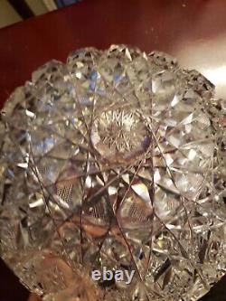 BIG 9 BOWL American Brilliant Cut glass Crystal RODEN BROS Rare Expanding Star