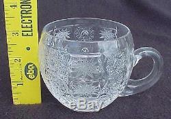BOHEMIAN CZECH LACE BRILLIANT CUT CRYSTAL GLASS PUNCH BOWL with6 CUP BEAKER GOBLET
