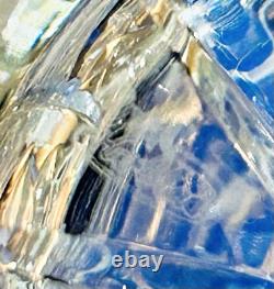 BOHEMIAN QUEENS LACE CRYSTAL CUT GLASS VASE 10 H. Signed by Artist