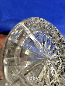 BOHEMIAN QUEENS LACE CRYSTAL CUT GLASS VASE 10 H. Signed by Artist