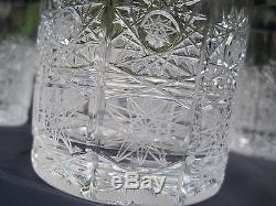 BOHEMIA QUEEN HAND CUT 24% LEAD CRYSTAL WHISKY GLASS 11 OZ (320 ml) MINT 6 PC