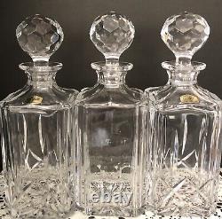 BOMBAY COMPANY Mahogany Box with 4 Beautiful Cut-Glass Crystal Decanters