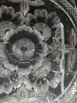 BOWL American Brilliant Period Cut Glass Crystal signed Libbey Braid rope floral