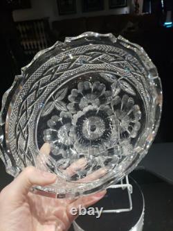 BOWL American Brilliant Period Cut Glass Crystal signed Libbey Braid rope floral