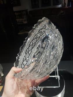 BOWL American Brilliant Period Cut Glass Crystal signed Libbey Braid rope floral