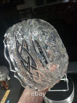 BOWL American Brilliant Period Cut Glass Crystal signed Libbey Braid rope floral