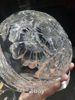 BOWL American Brilliant Period Cut Glass Crystal signed Libbey Braid rope floral