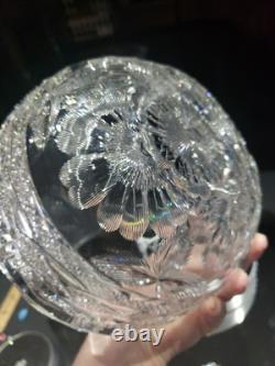 BOWL American Brilliant Period Cut Glass Crystal signed Libbey Braid rope floral