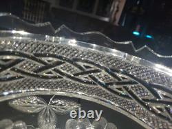BOWL American Brilliant Period Cut Glass Crystal signed Libbey Braid rope floral