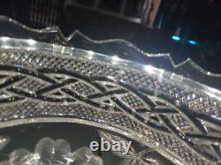 BOWL American Brilliant Period Cut Glass Crystal signed Libbey Braid rope floral