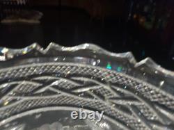 BOWL American Brilliant Period Cut Glass Crystal signed Libbey Braid rope floral