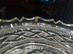 BOWL American Brilliant Period Cut Glass Crystal signed Libbey Braid rope floral