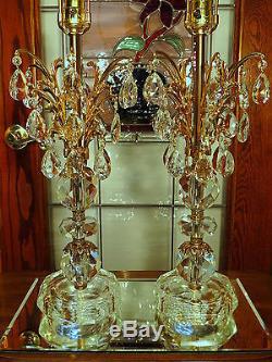 B. FABULOUS Vintage Hollywood Regency CUT GLASS CRYSTAL CHANDELIER Electric Lamp