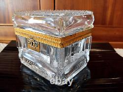 Baccarat Charles X Cut Glass Crystal Casket Jewelry Box Ormulu Bronze Mounts 19C