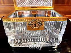 Baccarat Charles X Cut Glass Crystal Casket Jewelry Box Ormulu Bronze Mounts 19C