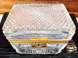 Baccarat Charles X Cut Glass Crystal Casket Jewelry Box Ormulu Bronze Mounts 19C