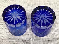 Baccarat Cobalt Blue Cut Crystal Whiskey Glasses