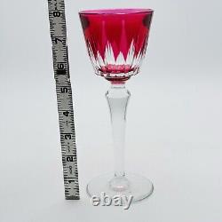 Baccarat Crystal Buckingham Cut Cranberry Cordial Shot Glass Wine Glass 8