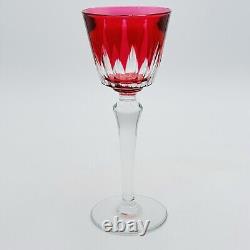 Baccarat Crystal Buckingham Cut Cranberry Cordial Shot Glass Wine Glass 8