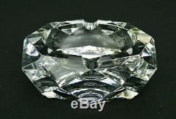 Baccarat Crystal Etch Signed Camel Pattern Diamond Cut Ashtray Mint Cond
