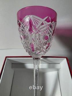 Baccarat Crystal LAGNY Pattern Rose Cut to Clear Rhine Hock Wine Glass 8 H BOX