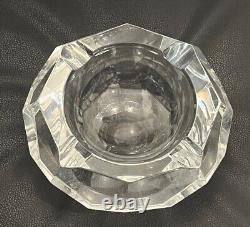 Baccarat Diamond Cut Crystal Ashtray France Art Glass Octagonal 6.75 Heavy Big